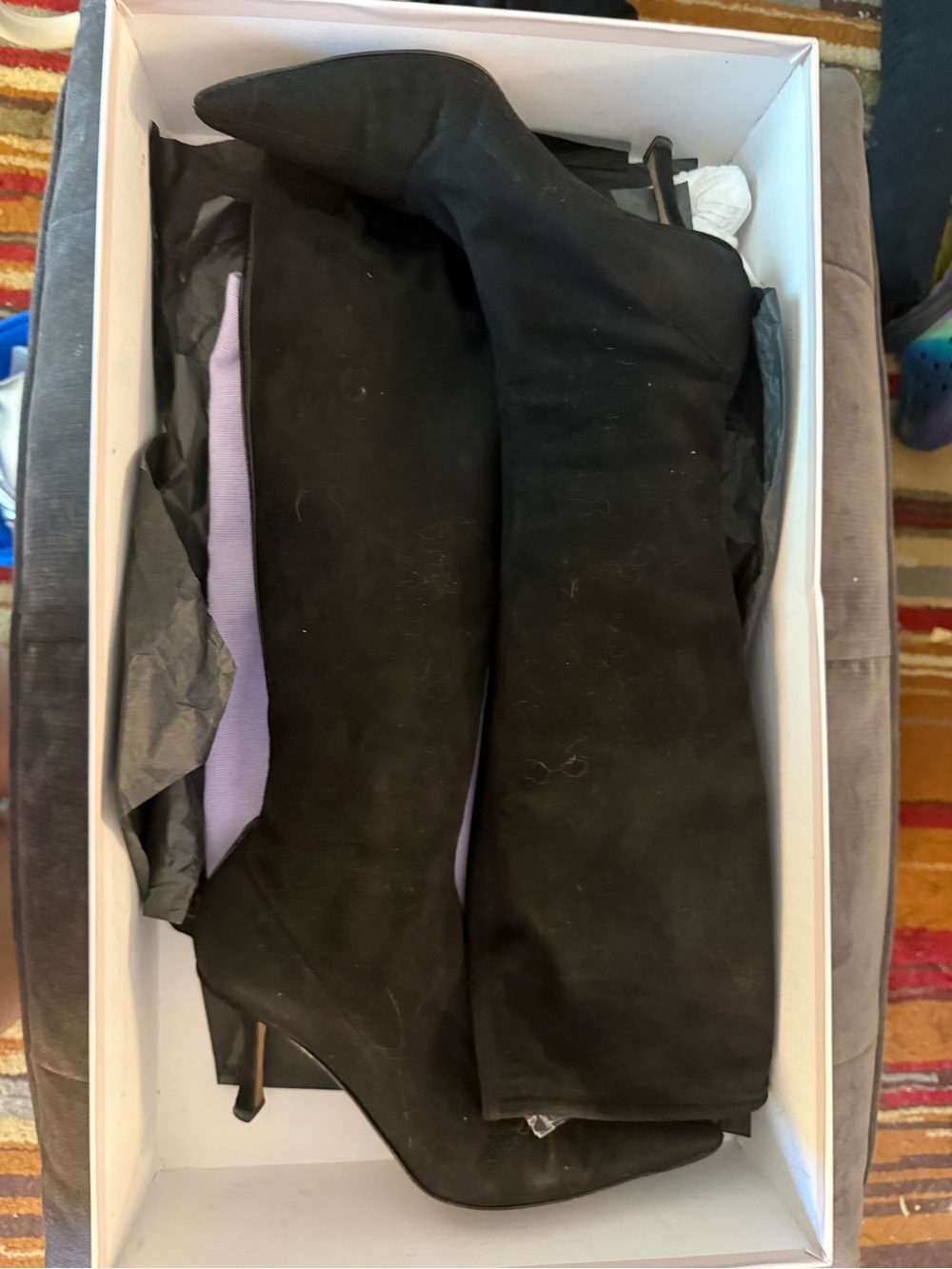 Jimmy Choo Black Suede Knee-High Stiletto Boots